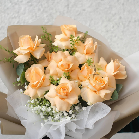 Peachy Blush buket bunga wisuda, anniversary, pernikahan, hari ibu. pengiriman cepat seluruh Indonesia - Million Bloom