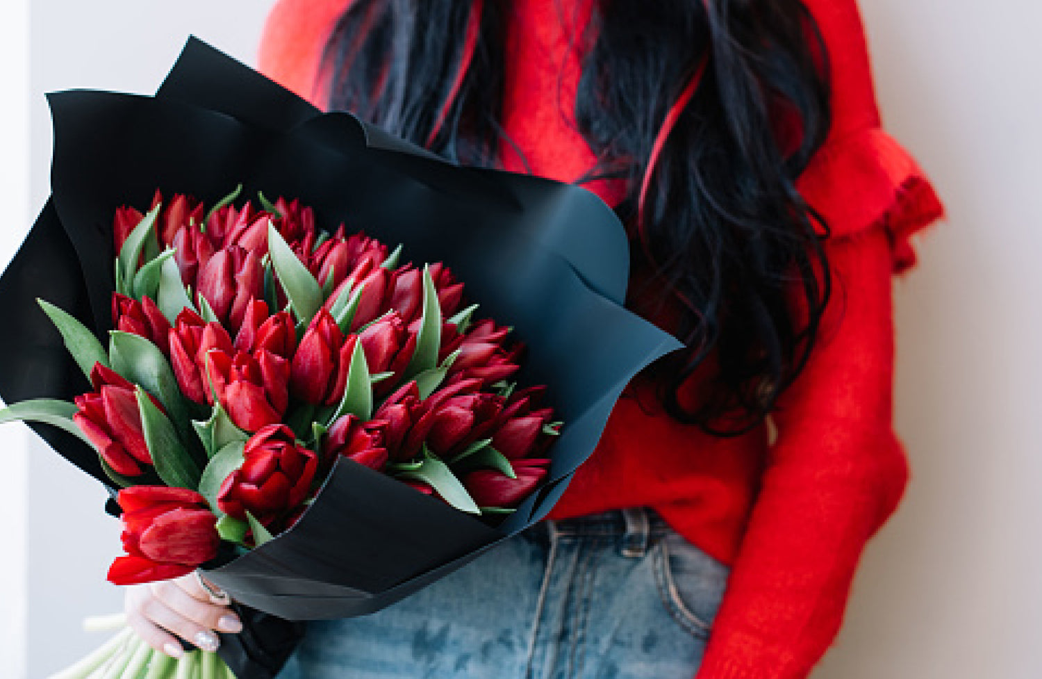 buket bunga tulip merah