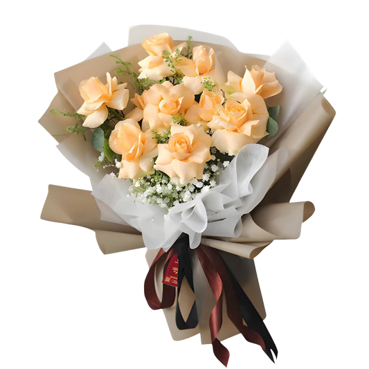 Peachy Blush buket bunga wisuda, anniversary, pernikahan, hari ibu. pengiriman cepat seluruh Indonesia - Million Bloom