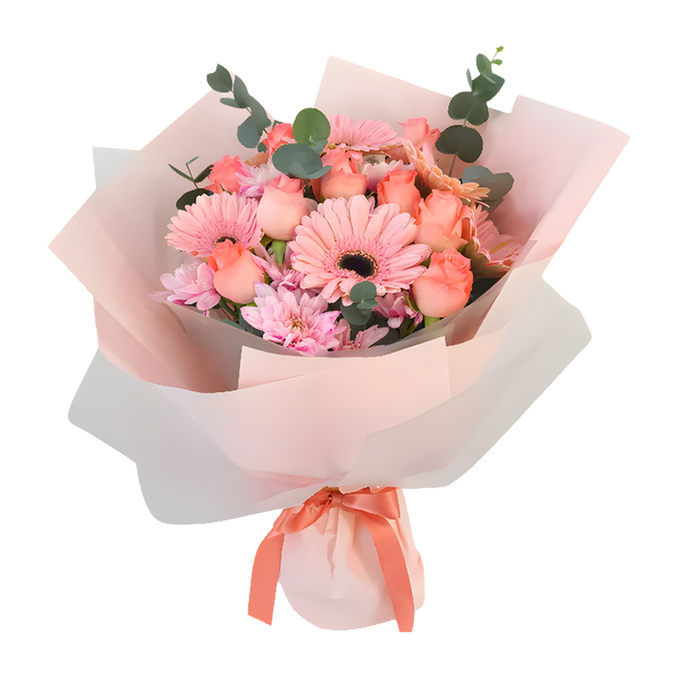 Jual Single Flower Bouquet - Buket Bunga Simple - Merah Muda